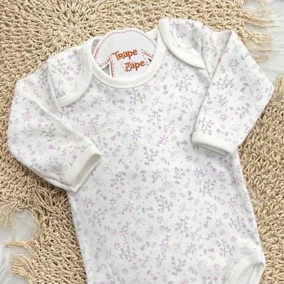 CONJ. DE MALHA 3 PEÇAS - Borboleta de Laço - Off White e Lilás